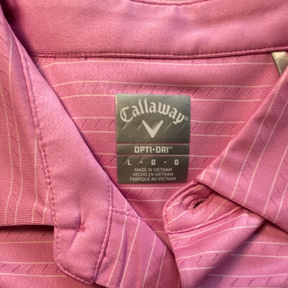 Callaway Golf Opti-Dri Men's Striped Polo Shirts Pink Blue Size L - Picture 2 of 10